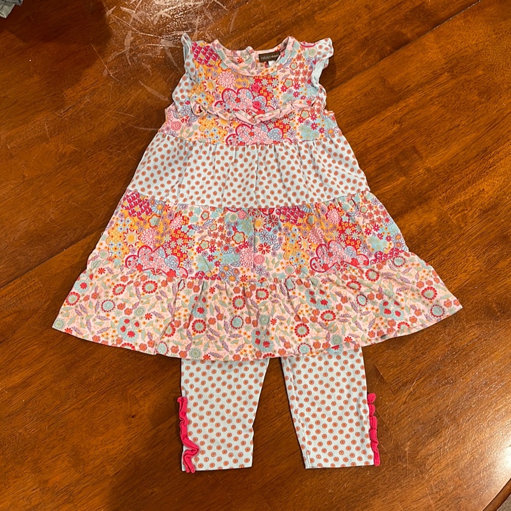 Rabbit Moon two piece outfit. Dress w/leggings. Size 2yrs. Soft cotton.